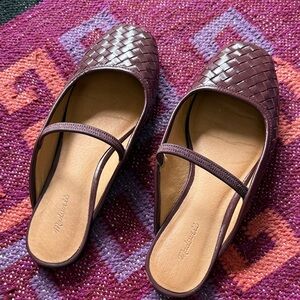 Women’s Madewell Burgundy Woven Leather Mules, Size 8.5